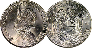 Panama 1/10, 1/4, and 1/2 Balboa 1930 to 1996